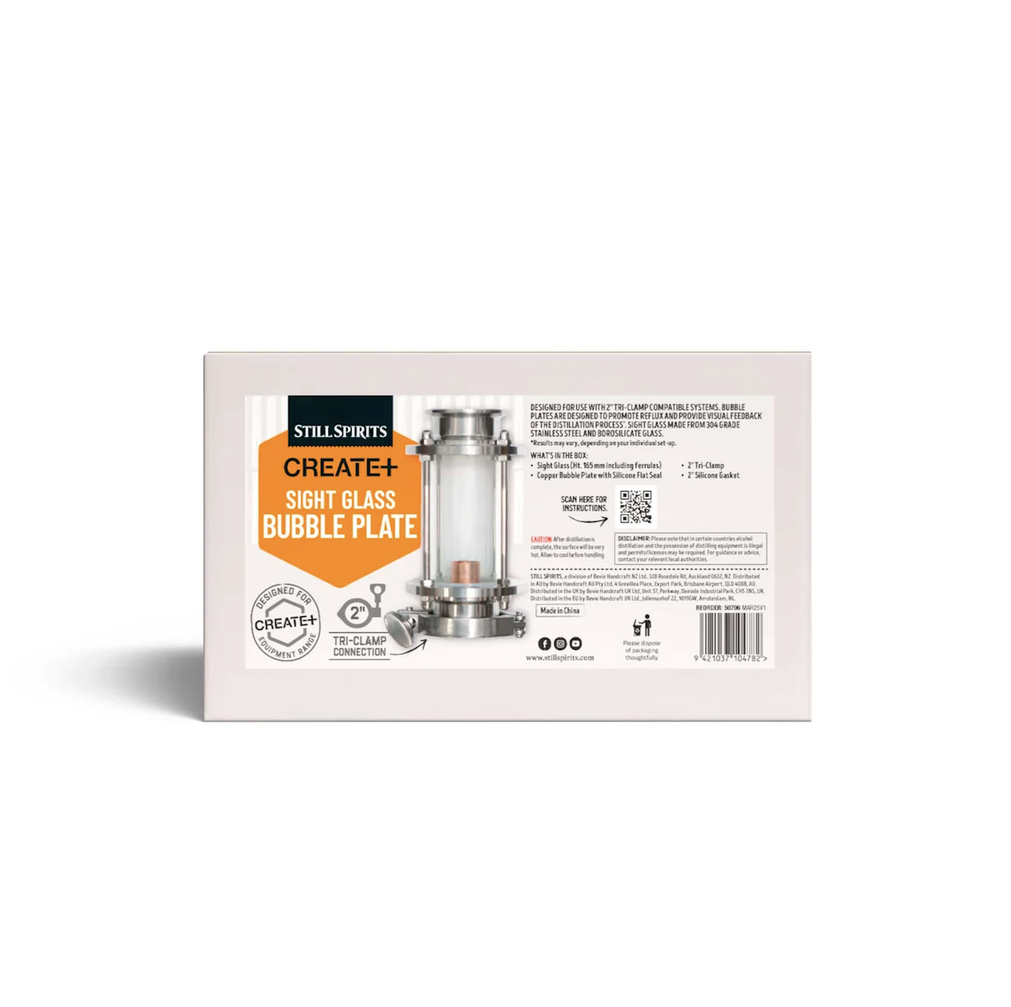 CREATE+ Sight Glass Bubble Plate for 2 inch tri-clamp distilling systems